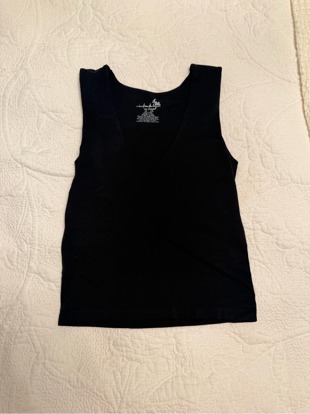 Free People Black V-Neck Ribbed Tank Top